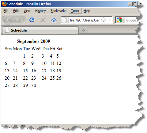 Calendar - First Pass